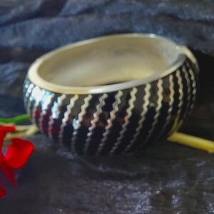 Black and Silver Striped Bangle
